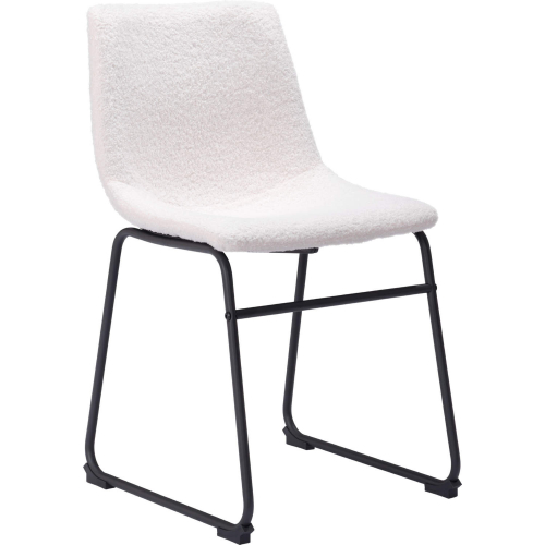 Smart Dining Chair in Ivory Shearling Style Fabric (Set of 2)