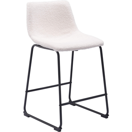 Smart Counter Stool in Ivory Shearling Style Fabric (Set of 2)
