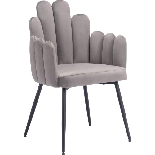 Noosa Dining Chair in Gray Velvet & Black Steel (Set of 2)