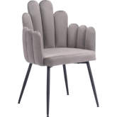 Noosa Dining Chair in Gray Velvet & Black Steel (Set of 2)
