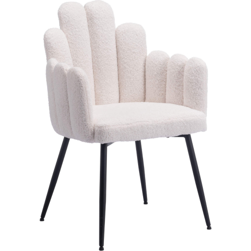 Noosa Dining Chair in Ivory Shearling Style Fabric & Black Steel (Set of 2)
