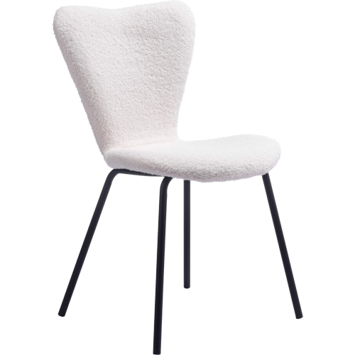 Thibideaux Dining Chair in Ivory Shearling Style Fabric (Set of 2)