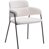 Marcel Dining Chair in Cream Shearling Style Fabric & Black Steel (Set of 2)