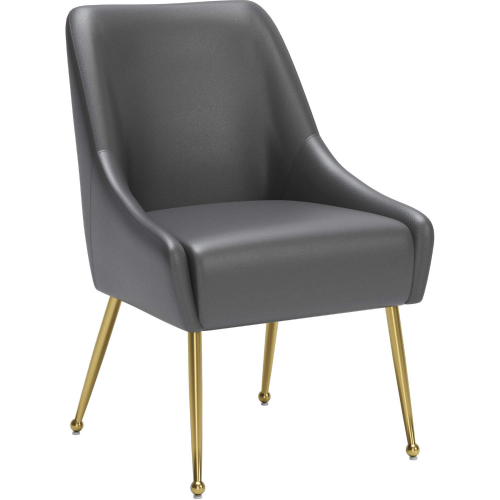 Maxine Dining Chair in Gray Leatherette & Gold