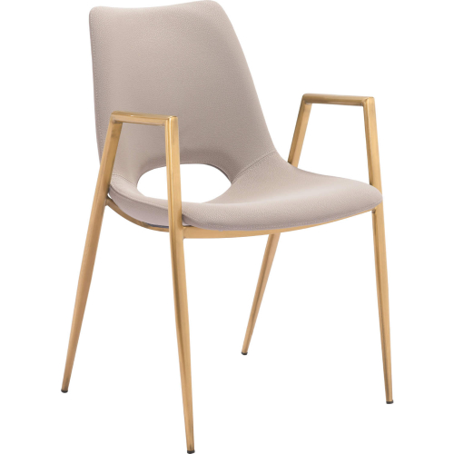 Desi Dining Chair in Beige Leatherette & Gold Steel (Set of 2)