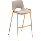 Desi Bar Stool in Beige Leatherette & Gold Steel (Set of 2)