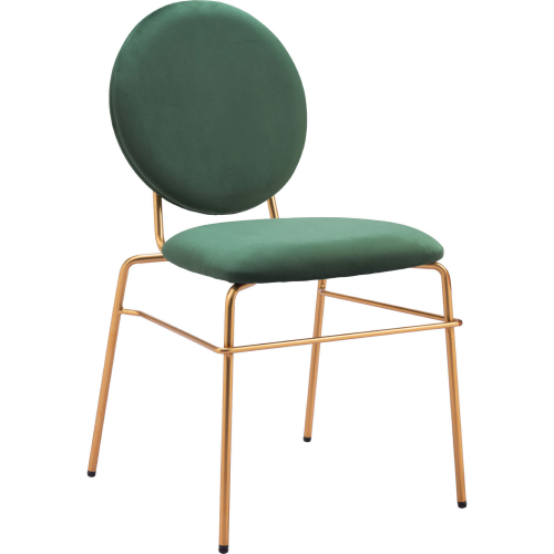 Odessa Dining Chair in Green Velvet & Gold Steel (Set of 2)