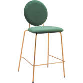 Odessa Counter Stool in Green Velvet & Gold Steel (Set of 2)