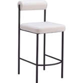 Livorno Counter Stool in Ivory Shearling Style Fabric & Black Steel (Set of 2)