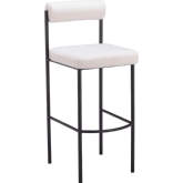 Livorno Bar Stool in Ivory Shearling Style Fabric & Black Steel (Set of 2)