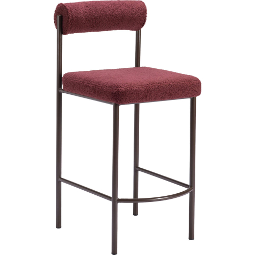 Livorno Counter Stool in Red Shearling Style Fabric & Bronze Steel (Set of 2)
