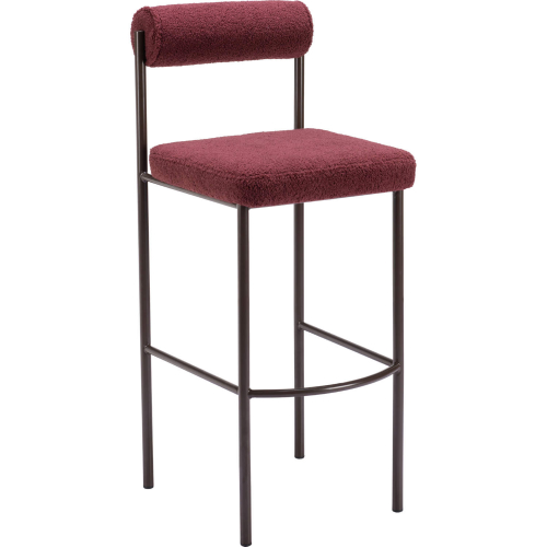 Livorno Bar Stool in Red Shearling Style Fabric & Bronze Steel (Set of 2)