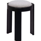 Banjul Ottoman in Misty Gray Shearling Style Fabric & Black Wood