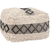 Pisco Ottoman in Beige & Black Fabric