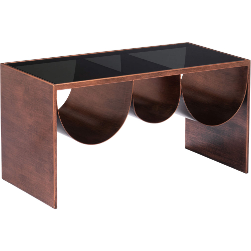 Aveiro Coffee Table in Copper Steel & Black Tinted Tempered Glass
