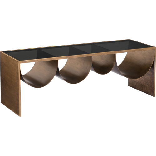 Reed Coffee Table in Brass & Black Tinted Tempered Glass