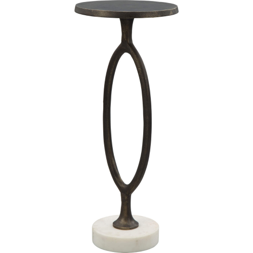 Bonita Accent Side Table in Bronze Aluminum & White Marble