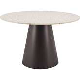 Jorf 48" Round Dining Table Beige Faux Terrazzo & Bronze Steel