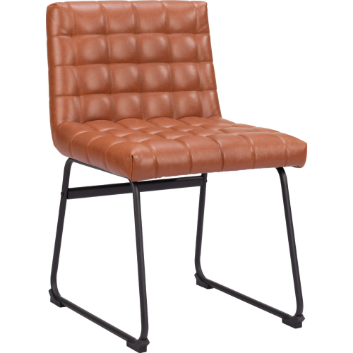Pago Dining Chair in Brown Leatherette & Black Steel (Set of 2)