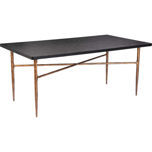 Nida 72" Dining Table in Black MDF & Textured Bronze Steel