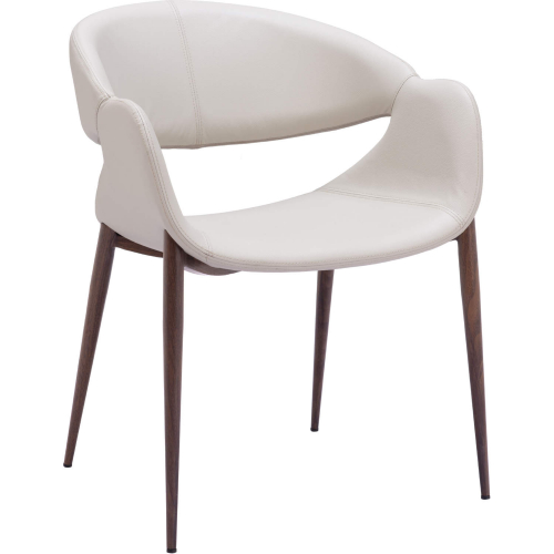 Limay Dining Chair in Beige Leatherette & Walnut Finish Steel (Set of 2)