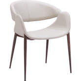 Limay Dining Chair in Beige Leatherette & Walnut Finish Steel (Set of 2)