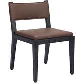 Roxas Dining Chair in Brown Leatherette & Black Wood (Set of 2)