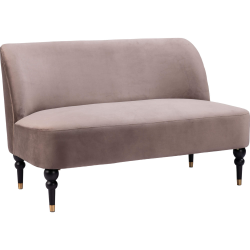 Bintulu Loveseat Taupe Velvet & Black Wood