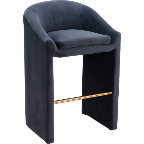Emas Bar Stool in Midnight Gray Velvet