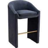Emas Bar Stool in Midnight Gray Velvet