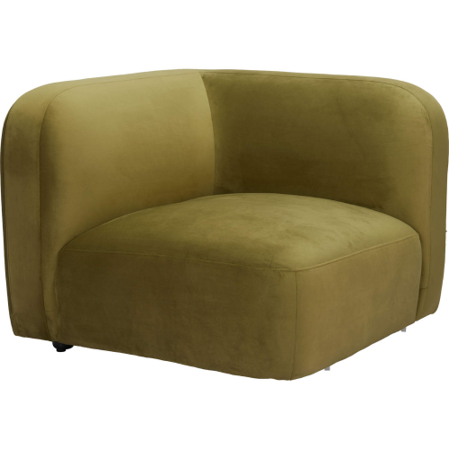 Biak Corner Chair Sectional Sofa Unit in Green Velvet