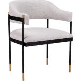 Zadar Dining Chair in Misty Gray Shearling Style Fabric & Black Steel