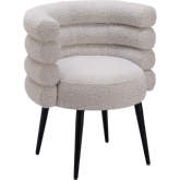 Grena Dining Chair in Misty Gray Shearling Style Fabric & Black Steel