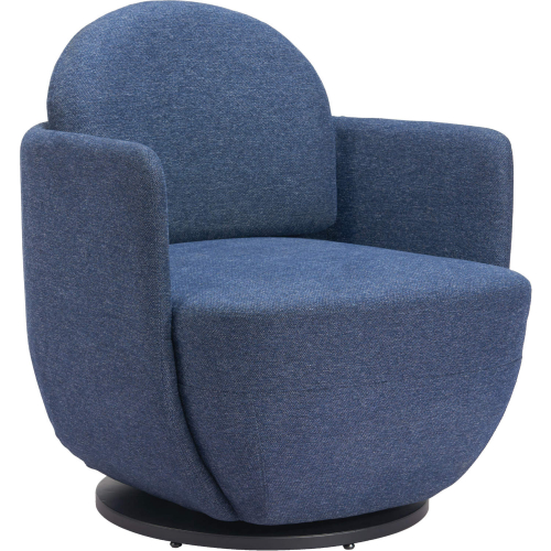 Bant Swivel Chair in Blue Fabric & Black Steel