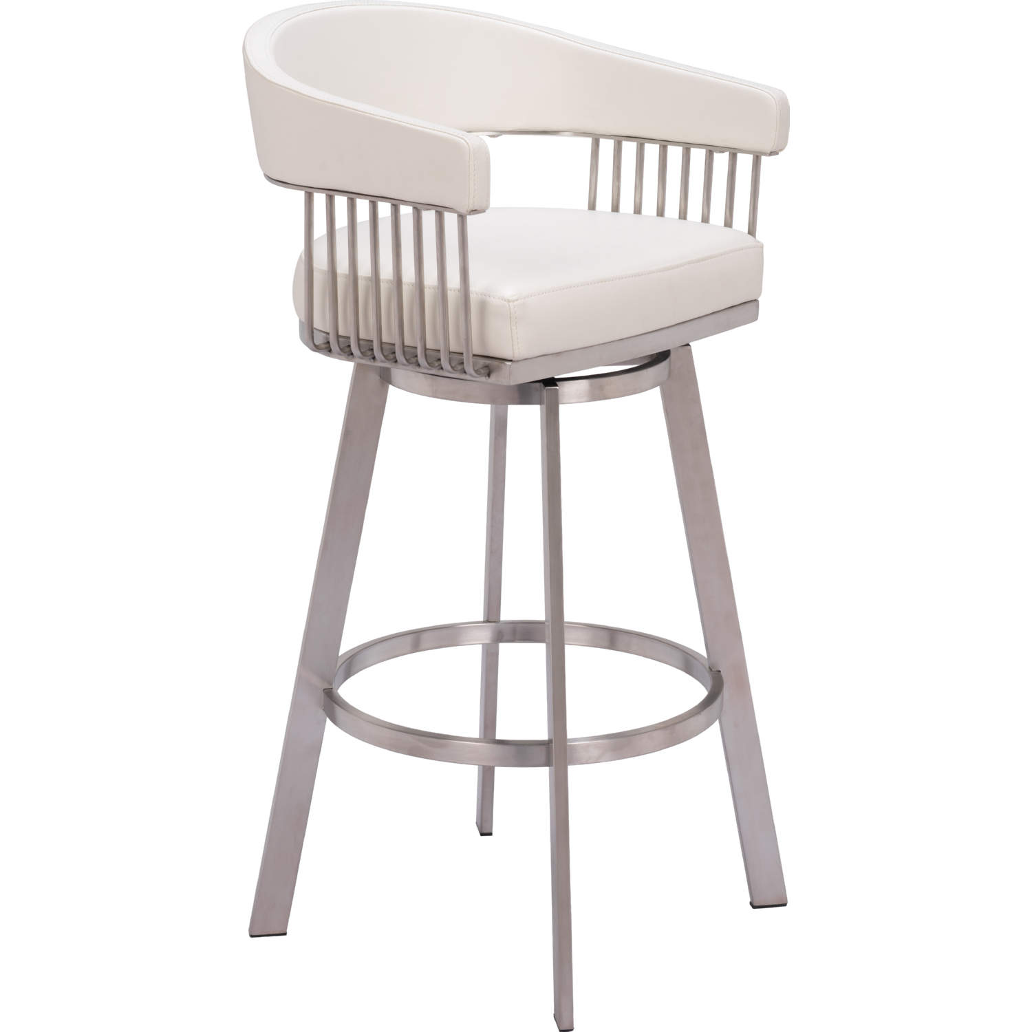 Zuo 110046 Bantry Swivel Bar Stool in Off White Leatherette