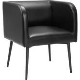 Horbat Dining Chair in Black Leatherette & Black Steel