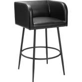 Horbat Bar Stool in Black Leatherette & Black Steel (Set of 2)