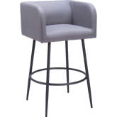 Horbat Bar Stool in Gray Fabric & Black Steel (Set of 2)