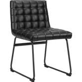 Pago Dining Chair in Black Leatherette & Black Steel (Set of 2)