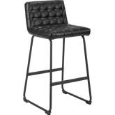 Pago Bar Stool in Black Leatherette & Black Steel (Set of 2)
