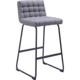 Pago Bar Stool in Gray Performance Fabric & Black Steel (Set of 2)