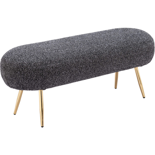 Creek Bench in Glitter Black Shearling Style Fabric & Gold