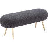 Creek Bench in Glitter Black Shearling Style Fabric & Gold