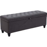 Halifax Storage Bench in Tufted Gray Shearling Style Fabric & Black Wood