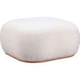 Azua Ottoman in Cream Sherpa Style Fabric & Wood