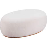 Amber Ottoman in Cream Sherpa Style Fabric & Wood