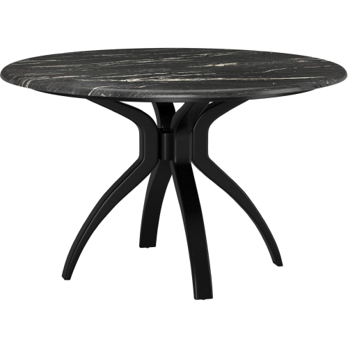 Sumay 50" Dining Table in Black Faux Marble & Black Wood
