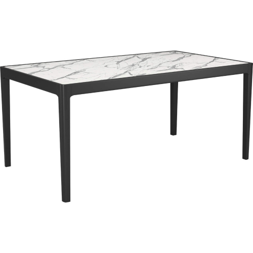 Tokai 64" Dining Table in White Faux Marble & Black Wood