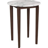 Vernon 31.5" Bar Table in White Faux Marble & Walnut Finish Wood