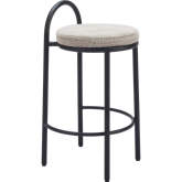 Sisal Counter Stool in Beige Tweed Chenille & Black Steel (Set of 2)